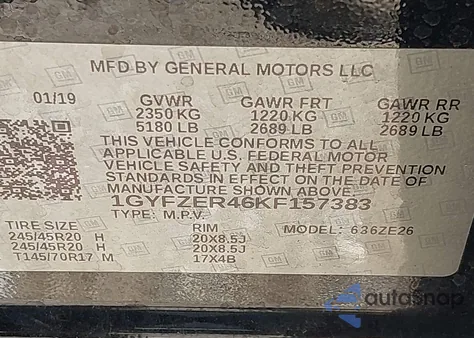 2019 Cadillac Xt4 Sport z USA, uszkodzony, nr VIN 1GYFZER46KF157383